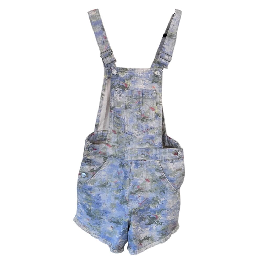 Pilcro Anthropologie Cut Off Denim Short Overalls Womens 25 Pastel Beachy Jean
